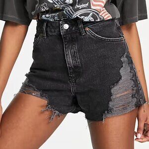 Topshop High Waist Distressed Jean Micro Shorts Sz 6